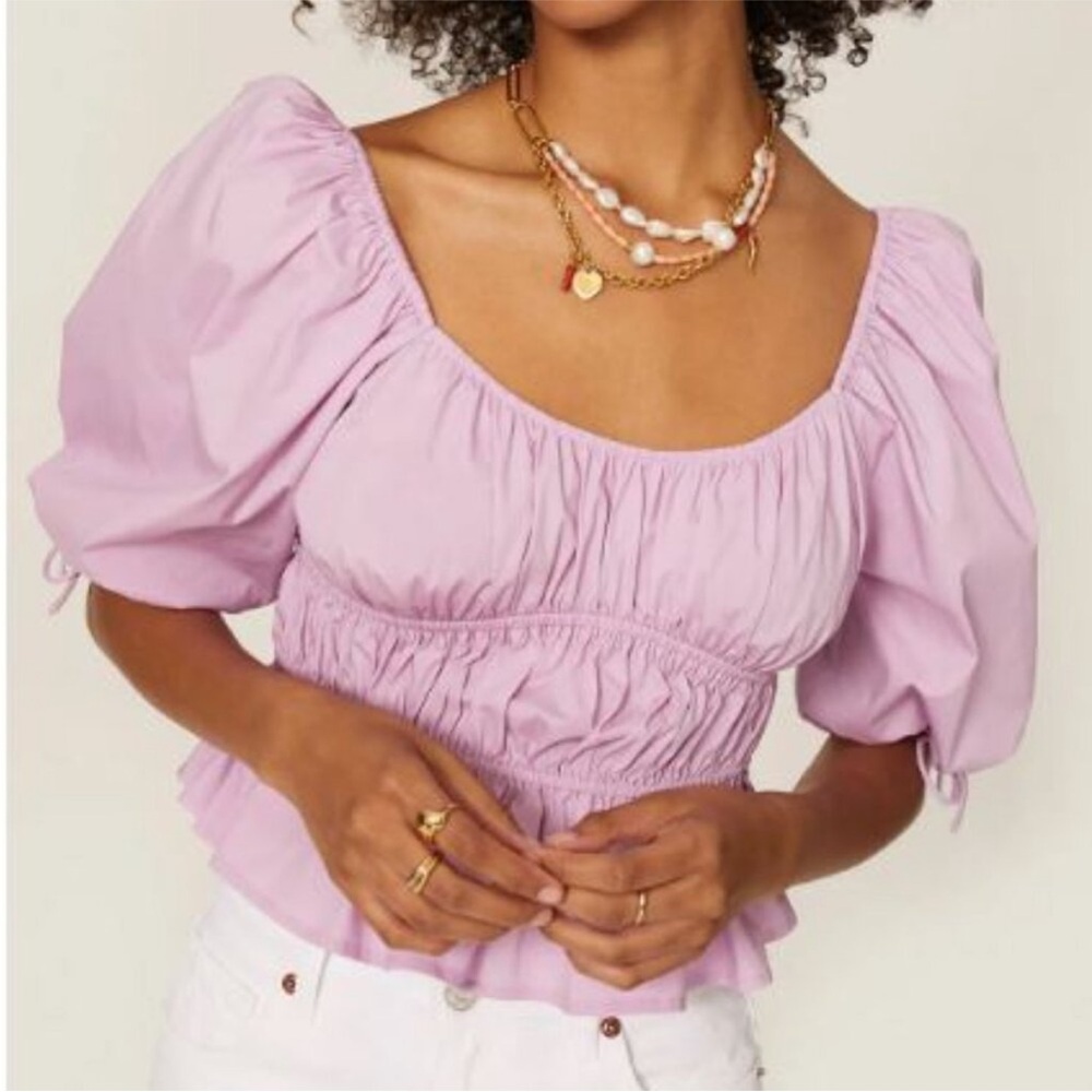 Staud Faye Puff Sleeve Top